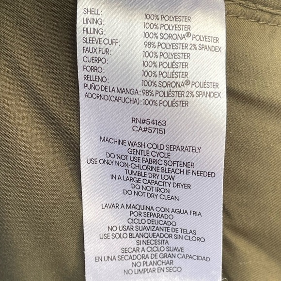 Andrew Marc Ladies' Long Stretch Jacket Olive Green Puffer Coat with Hood Size:L - Picture 9 of 13